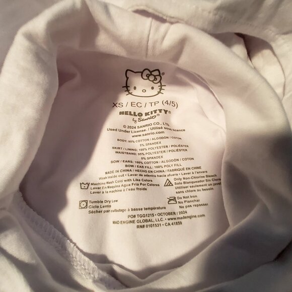 Hello Kitty Hooded Dress XS Red Tulle Skirt White Top Short Sleeves Kids Outfit - Picture 3 of 8